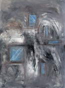 Fenster mit Leitern Öl/Lw. 80x60 cm Fenster mit Leitern Öl/Lw. 80x60 cm