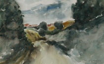 Weg ins Dorf  Aquarell  18,6x30,7 cm