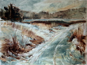 Winter im Bieseltal  Öl/Malkarton  40x50 cm