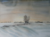 Havelland im Winter  Aquarell  30x40 cm  (Privatbesitz)