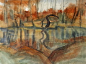 Herbst an der Briese  Aquarell  30x40 cm