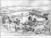 Hof in Andalusien  Kaltnadelradierung  10,5x14,8 cm