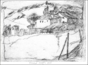 Hof in der Provence Kaltnadelradierung 10,5x14,8 cm Hof in der Provence Kaltnadelradierung 10,5x14,8 cm