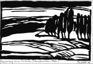 Pappelweg zum Schönsee (Rhön) Holzschnitt 9,8x15 cm Pappelweg zum Schönsee (Rhön) Holzschnitt 9,8x15 cm